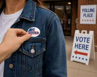 I Voted Sticker, Patriotic Voting Sticker, Stars & Stripes Election Day Sticker, American Flag Voter Sticker, Vote Decal Poll Worker Sticker