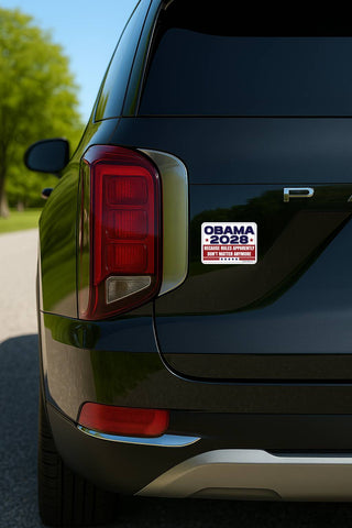 Obama 2028 Because Rules Apparently Don’t Matter Anymore sticker on black SUV