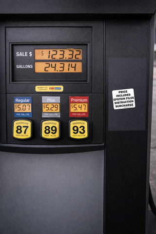 Fuel pump displaying fuel prices and quantities