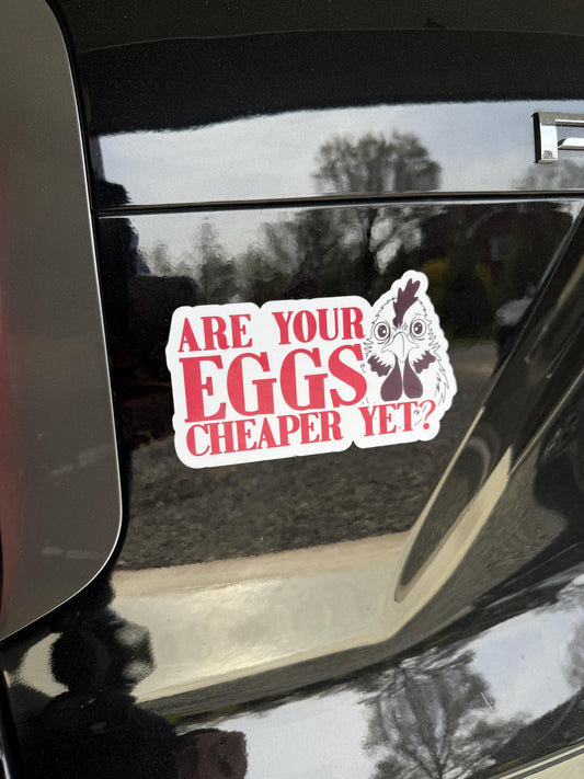 Are Your Eggs Cheaper Yet? | Political Funny Magnet or Vinyl Decal | Inflation Humor | Grocery Prices | Anti Trump Decor | Inflation