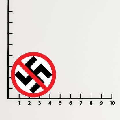 'Anti-Nazi' magnet or vinyl decal displayed with a slight shadow on a white background. A bold, high-quality political sticker perfect for cars, laptops, fridges, or toolboxes. Great for activists, protestors, or anyone fed up with fascism.