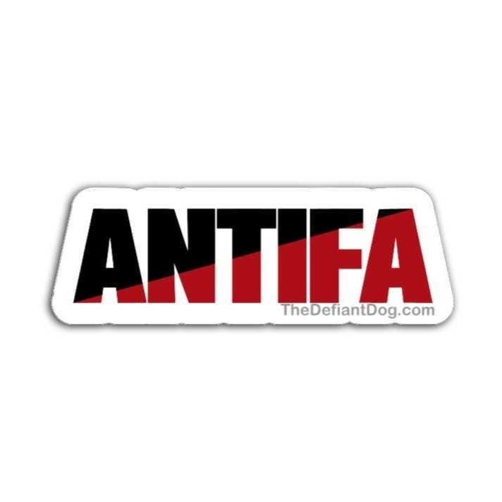 Sticker with 'ANTIFA' text on a white background