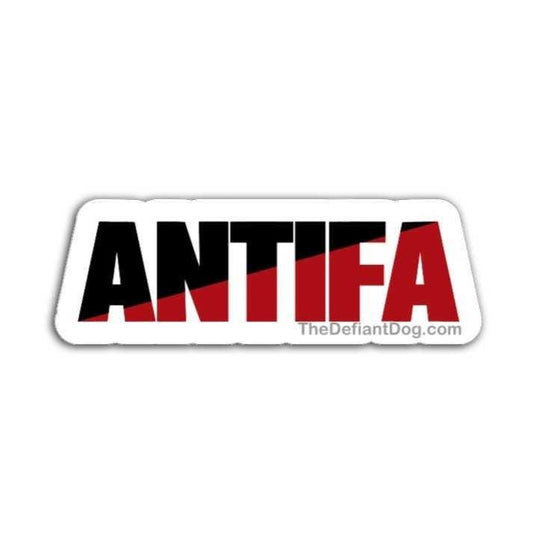 Sticker with 'ANTIFA' text on a white background