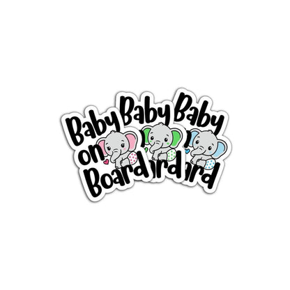 baby on board magnets or vinyl decals.  three different colored elephants