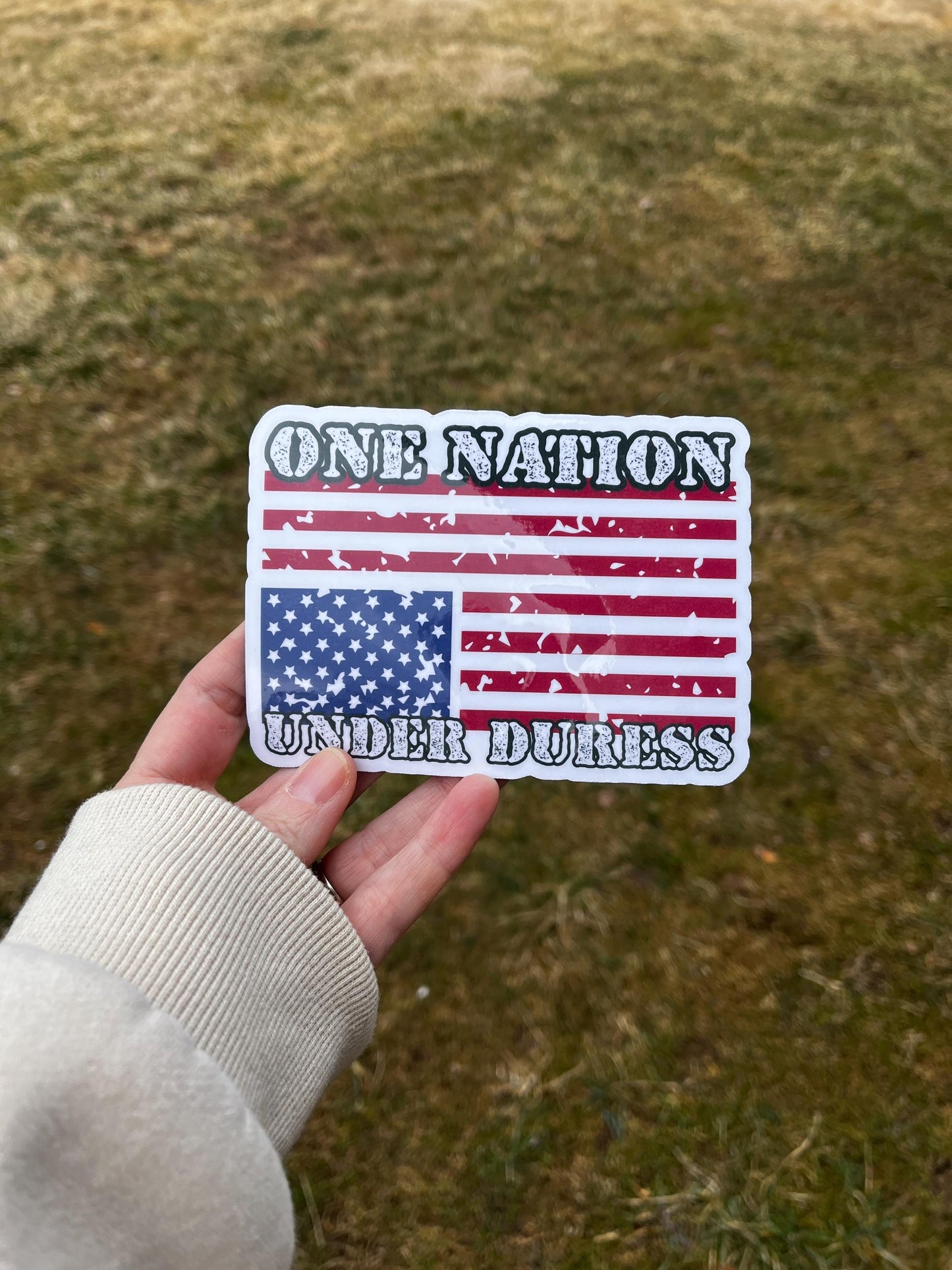 One Nation Under Duress Vinyl Decal or Magnet | Upside Down American Flag | Political Protest | National Struggles Design