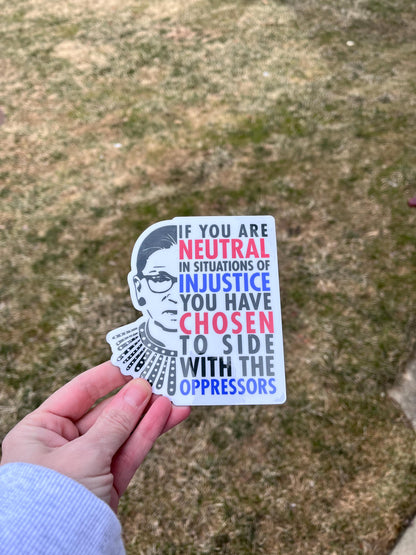 Ruth Bader Ginsburg Quote Vinyl Decal or Magnet | Feminist Quote | Equality & Justice | Political Statement