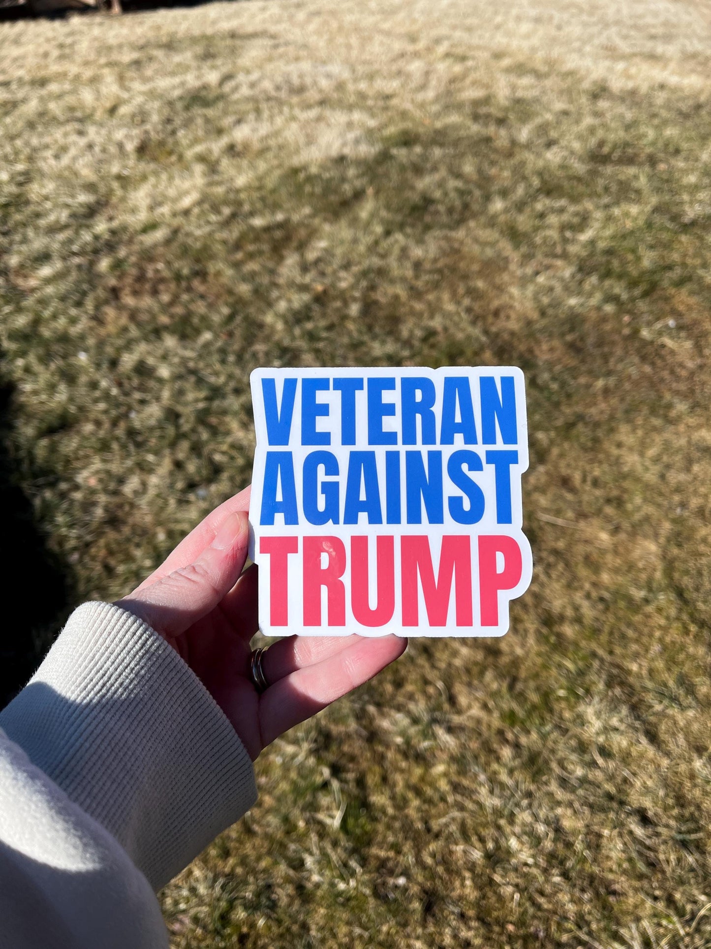 Veteran Against Trump Vinyl Decal or Magnet | Political Protest Sticker | Anti-Trump Statement | Veterans for Political Change
