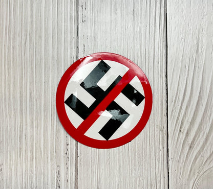 Anti-Nazi Vinyl Decal or Magnet | Swastika Crossed Out Protest Sticker | Political Activism Decal | Anti-Hate Symbol