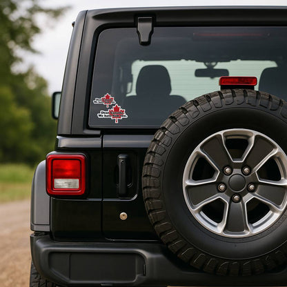 Black SUV with a tire and visible brand logo on a blurred natural background