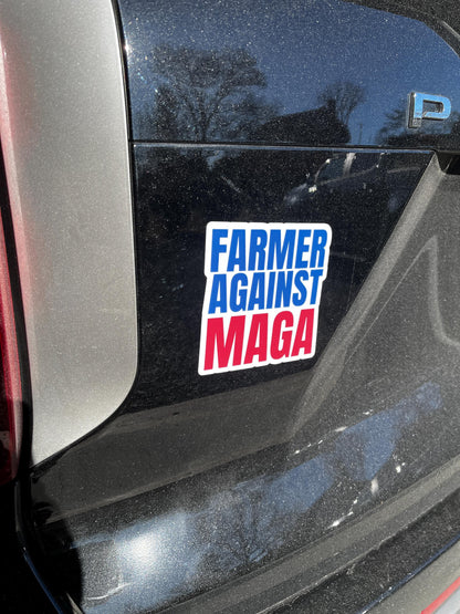 Farmer Against MAGA Vinyl Decal or Magnet | Political Protest Sticker | Anti-MAGA Design | Agricultural Resistance