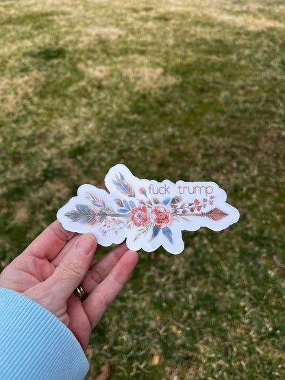 F*ck Trump with Subtle Dainty & Cute Flowers | Vinyl Decal or Magnet | Anti-Trump Feminine Protest Design | Political Statement