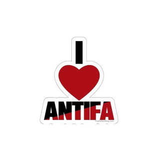 Sticker with 'I love ANTIFA' design on a white background