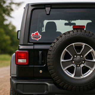 Black Jeep with a 'Sleepy Donny' sticker on the rear window