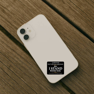 Black Lives Matter ally vinyl sticker on white iPhone case