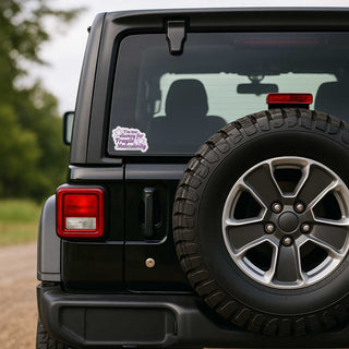 I’m Too Clumsy for Fragile Masculinity car window decal on Jeep Wrangler, feminist bumper sticker, anti toxic masculinity vinyl decal for SUV rear glass