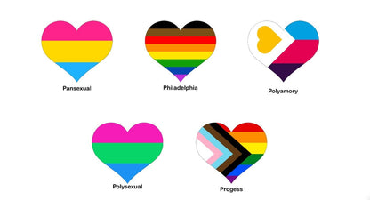 Pride Flag Heart Sticker Pack, Magnet or Vinyl Decals: LGBTQ+ Equality & Inclusivity Stickers