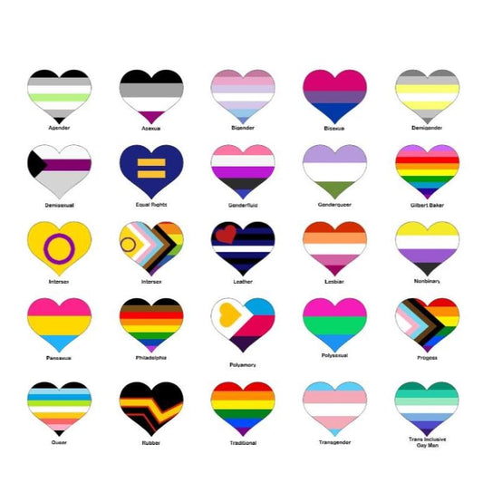 Pride Flag Heart Sticker Pack, Magnet or Vinyl Decals: LGBTQ+ Equality & Inclusivity Stickers