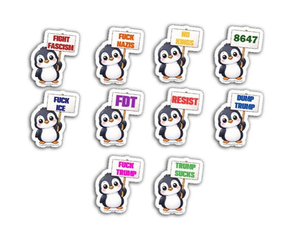 Protest Penguins Variety Sticker Pack | Anti Trump | Cute Political Penguin Stickers |