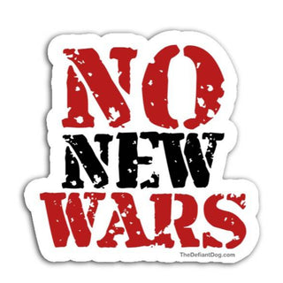 No New Wars anti war protest vinyl sticker red and black distressed typography anti Trump activism peace not war political decal