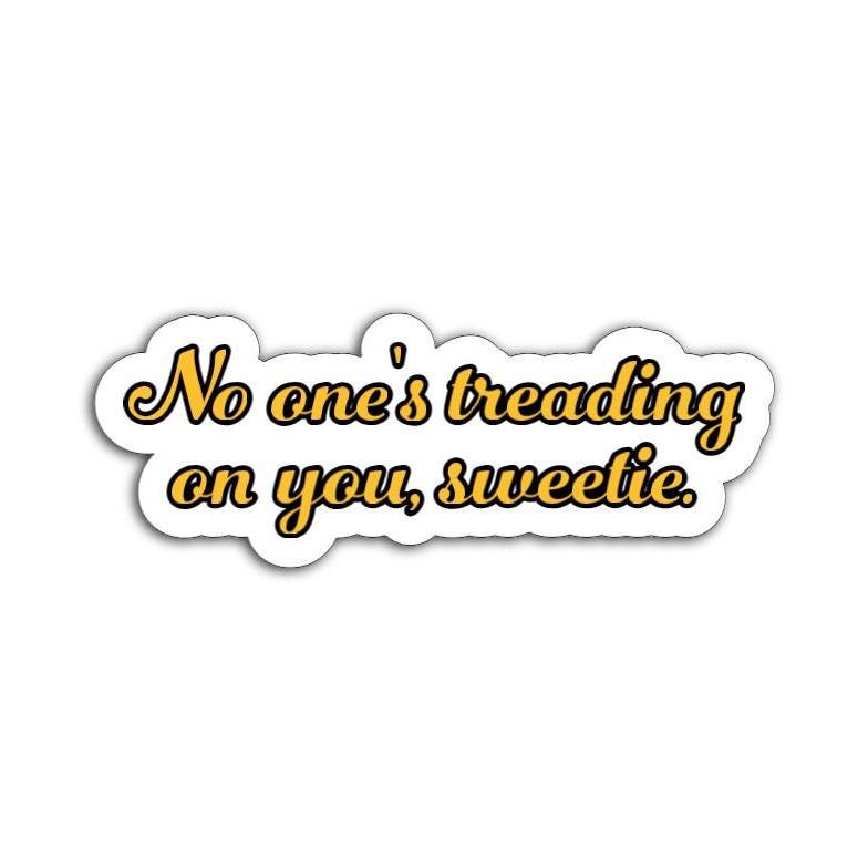 No one's treading on you sweetie magnet on the back of a car, offering a playful twist on the Gadsden flag with a pro-rights message
