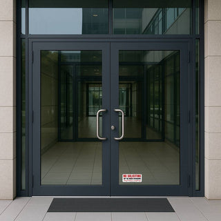 No soliciting anti Trump sticker on office building glass doors political humor decal try the maga neighbors commercial entrance signage