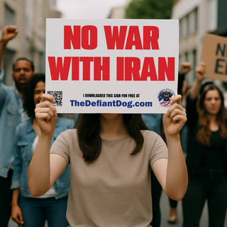 NO WAR WITH IRAN – Free Printable Protest Sign Download