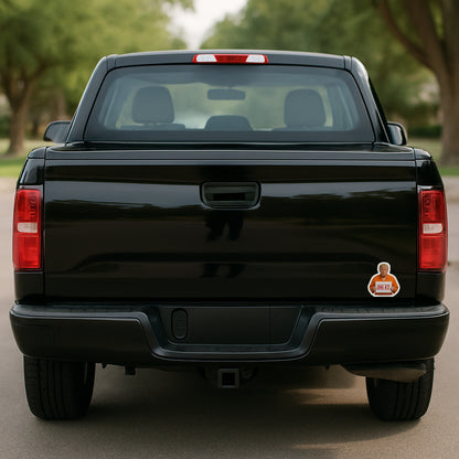 Illustration of Donald Trump in an orange prison jumpsuit holding a sign that reads “8647,” referencing him as the 47th president; image includes TheDefiantDog.com at the bottom on Ford pick up truck.