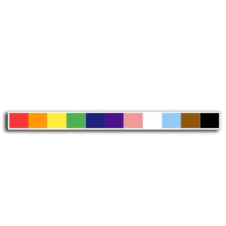 a magnet featuring the colors of the progress gay pride flag on white background