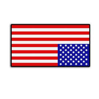 Reversible American flag sticker with traditional stripes and stars displayed on a white background.
