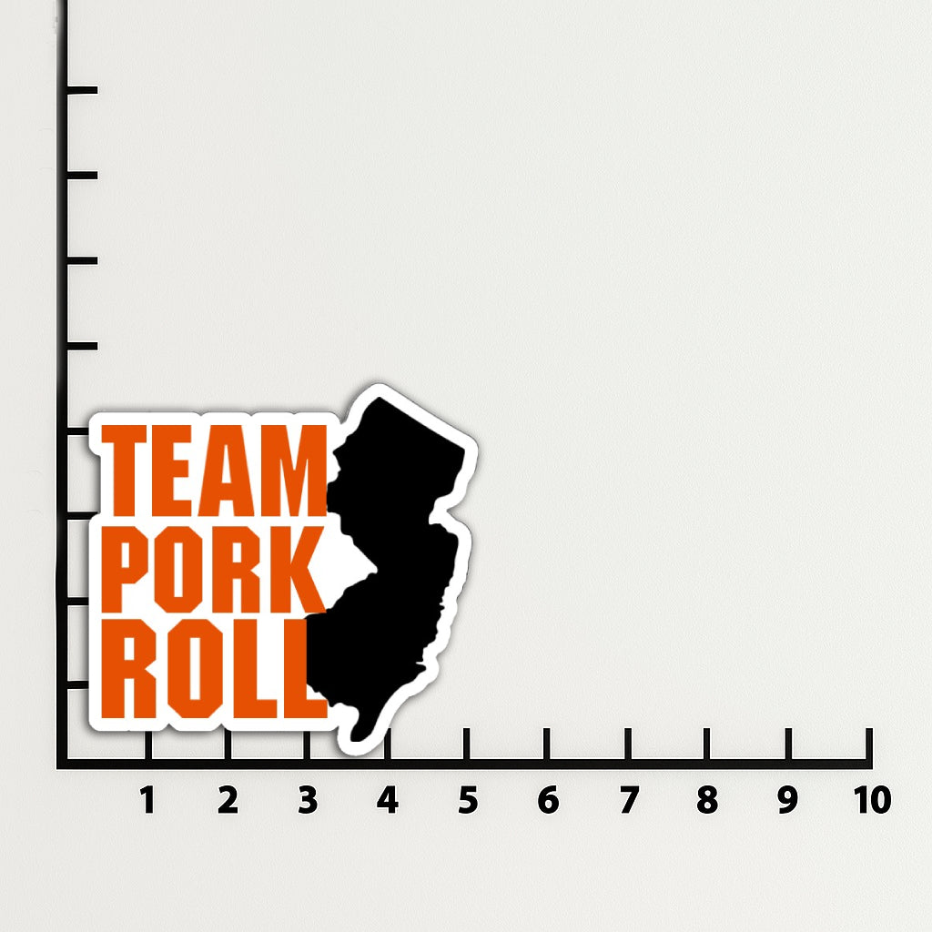 'Team Pork Roll or Team Taylor Ham' magnet or vinyl decal displayed on the back of a black SUV. A bold, high-quality political sticker perfect for cars, laptops, fridges, or toolboxes. Great for activists, protestors, or anyone fed up with fascism.