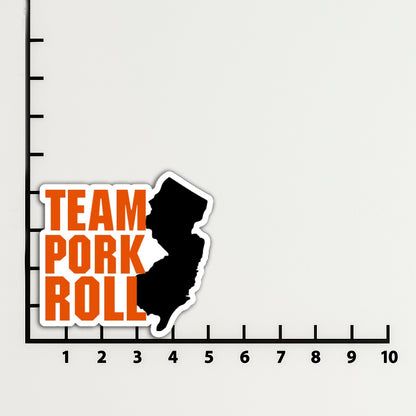 'Team Pork Roll or Team Taylor Ham' magnet or vinyl decal displayed on the back of a black SUV. A bold, high-quality political sticker perfect for cars, laptops, fridges, or toolboxes. Great for activists, protestors, or anyone fed up with fascism.