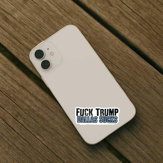 Phone with a vaccine saves lives sticker on a wooden surface