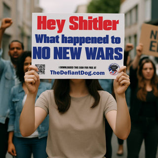 Hey Shitler What Happened to NO NEW WARS – Free Printable Protest Sign Download