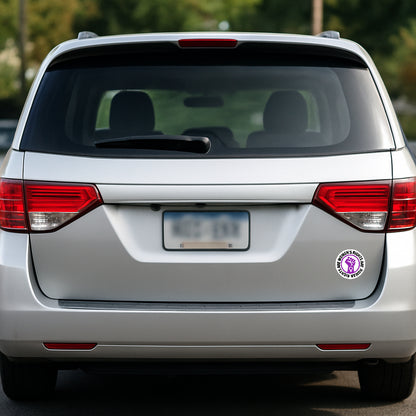 'Women's Rights Are Human Rights' magnet or vinyl decal displayed on the back of a silver minivan. A bold, high-quality political sticker perfect for cars, laptops, fridges, or toolboxes. Great for activists, protestors, or anyone fed up with fascism.